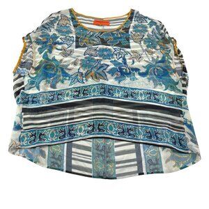 Clover Canyon Womens L Striped Floral Polyester & Silk Blouse